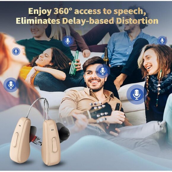 Aimsumy Beige Rechargeable Noise Cancelling RIC Hearing Aids For Adults NIB - Picture 12 of 12